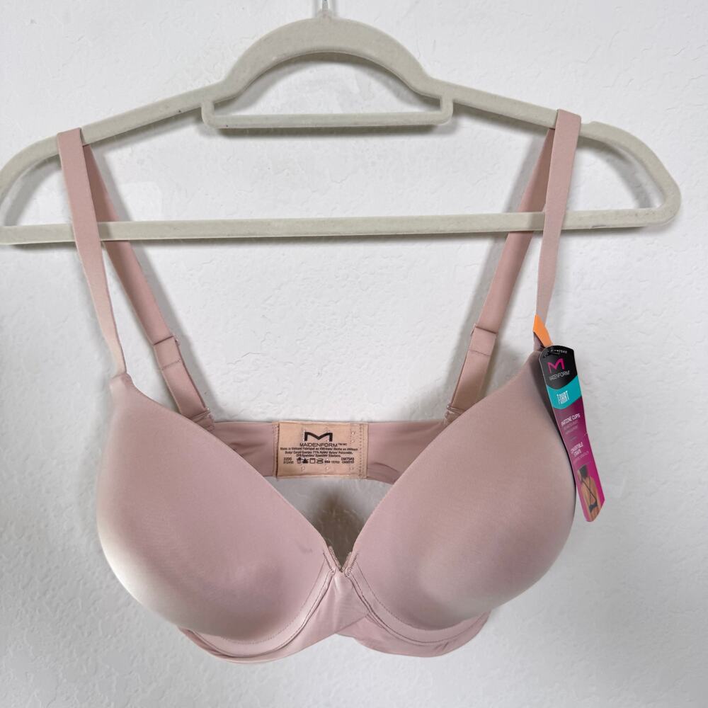 Maidenform Womens T Shirt Underwire Bra Size 32DD Convertible Straps Beige